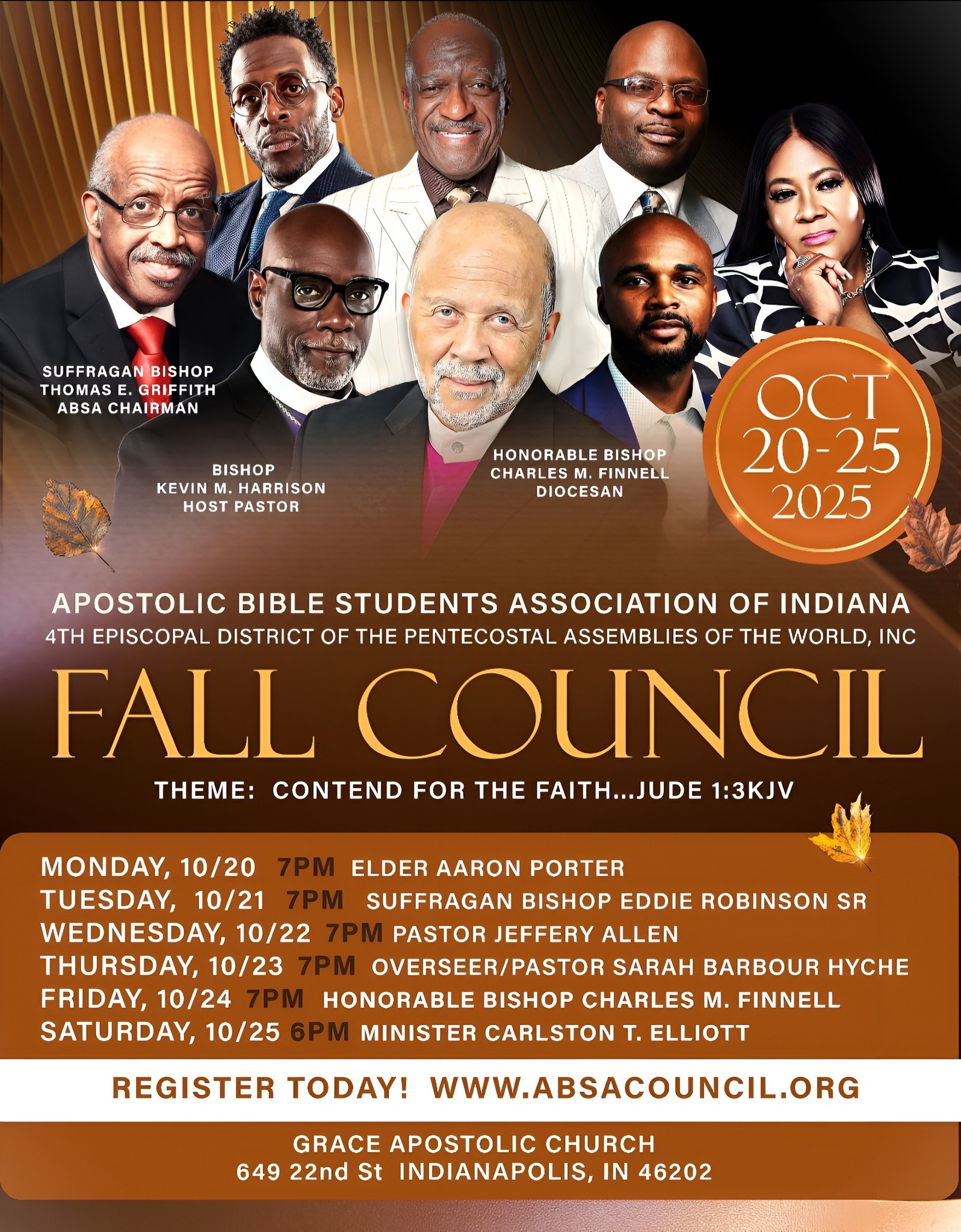 ABSA Fall Session – Oct. 20-25, 2025 – Grace Apostolic Church